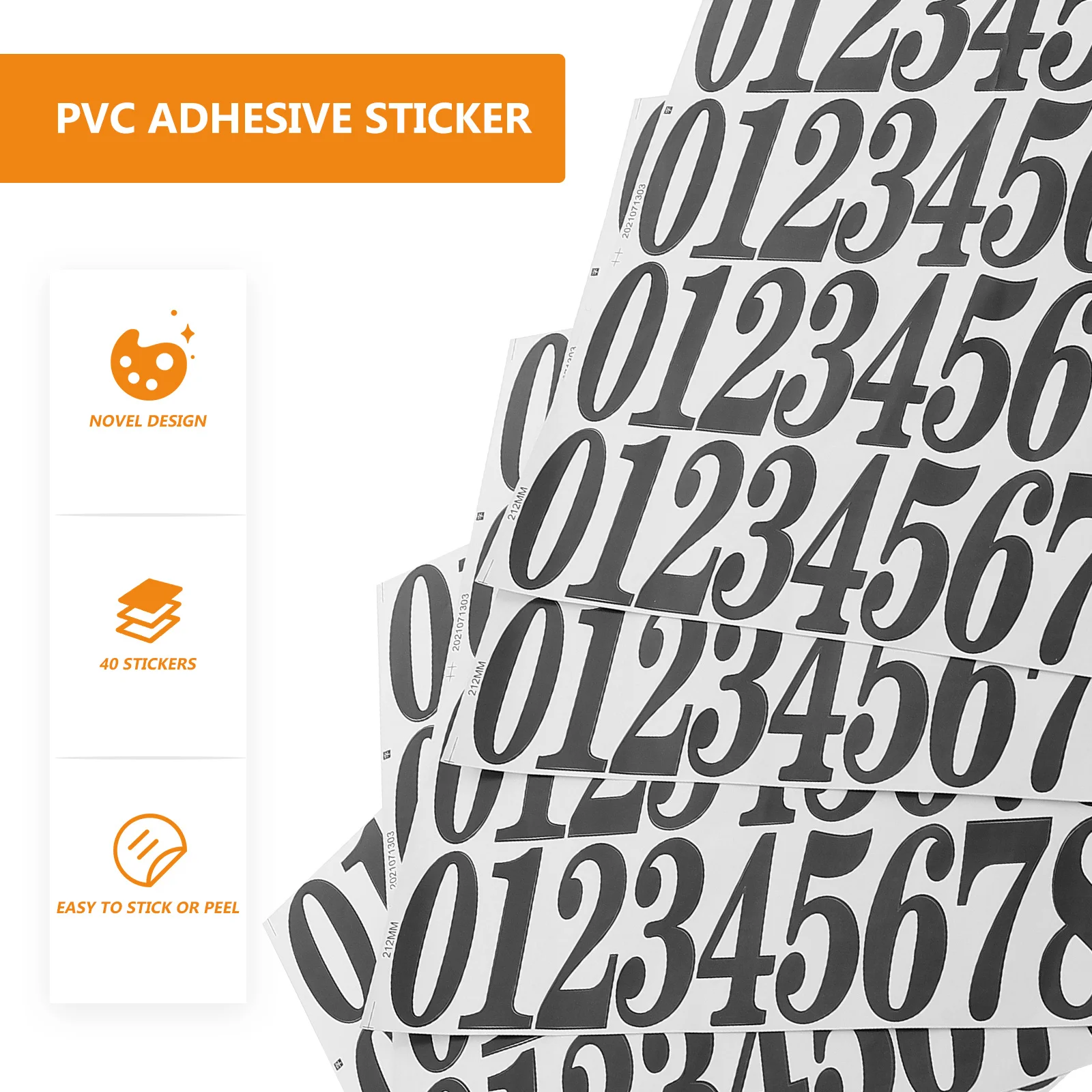 

5 Sheets Waterproof Oil-Proof Tear-Proof PVC Number Stickers Mailbox Self-Adhesive Stickers DIY Decorative Crafts