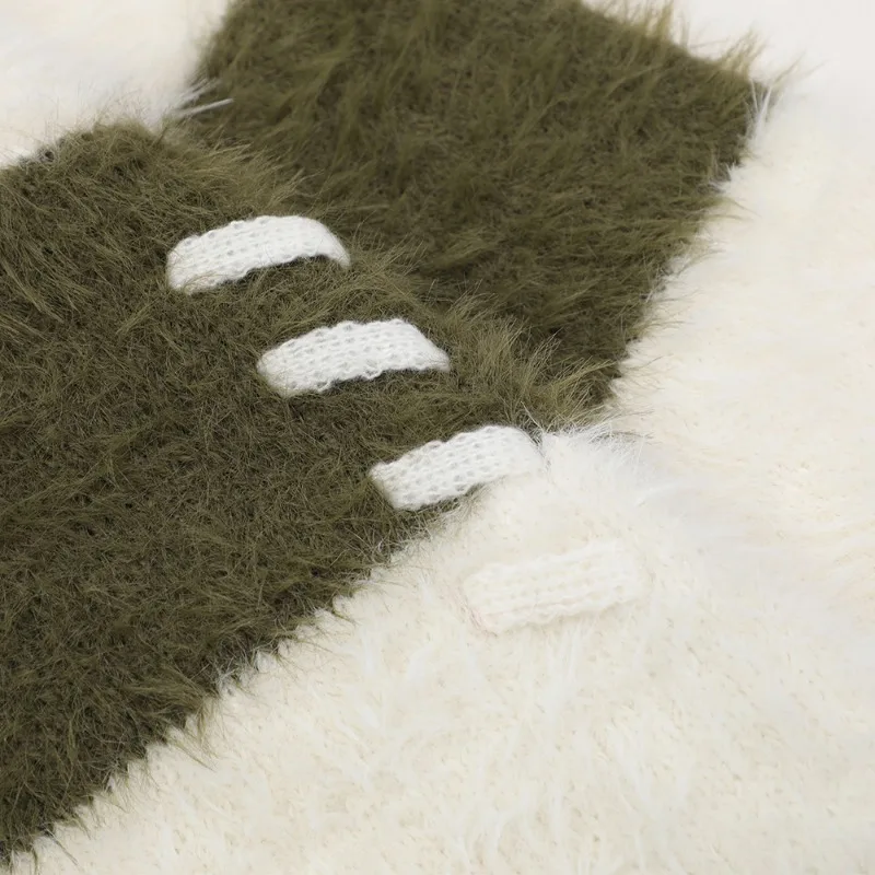 Contrasting Striped V-neck Men's Sweater Casual Loose Fashion Single Breasted Cardigan Couple Street Hip-hop Harajuku Coat Ropa