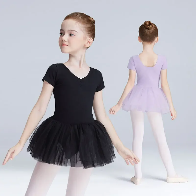 Girls Ballet Tutu Dress Dance Dress  Toddlers  Gymnastics Leotard Dress With Lining Cotton Closed Crotch Ballet Dress Tutu Dance