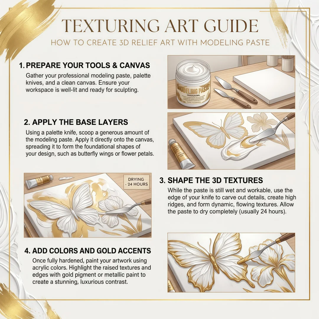 Opaque White Modeling Paste Artist-Grade Material, Handmade Project Kit For Sculptural Textures And Sanding Works