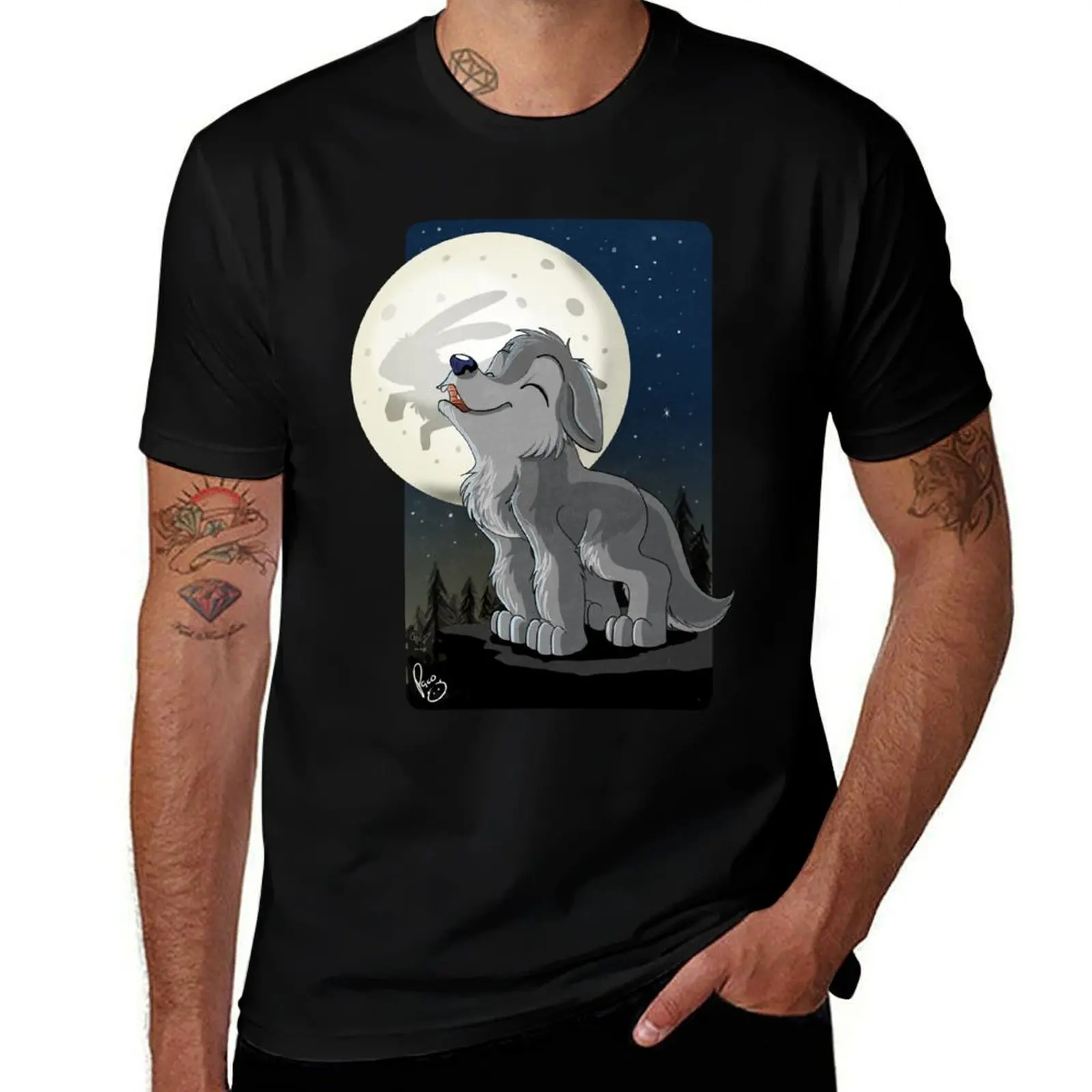 Little Wolf Howling T-Shirt anime t shirts for man T-Shirt