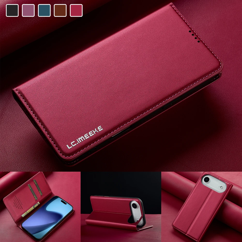 

L1 Light Luxury Series For iPhone 17 Air, Book Style Flip PU Leather Purse Wallet Phone Case Fold Protective Stand Cover Pouch