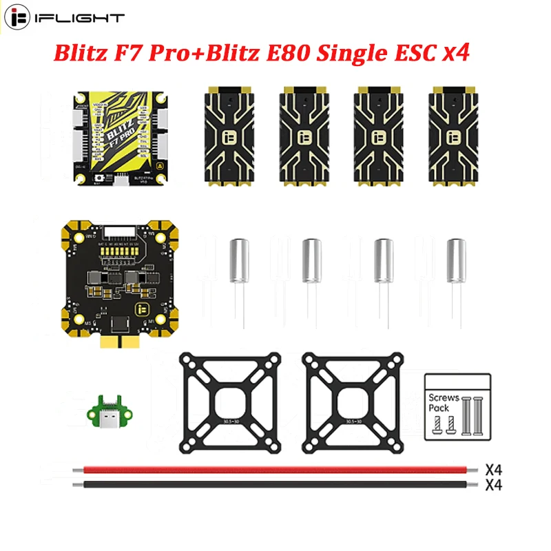 

IFLIGHT BLITZ F7 Pro 4-8S 512MB VTX Flight Controller Blitz E80 4-IN-1 Pro Single ESC For FPV Racing Drone