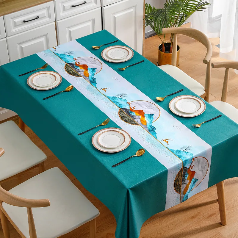 Household Tablecloth Waterproof Oil Proof and High-temperature Resistant PVC Tablecloth Coffee Table Cloth Rectangular Simple