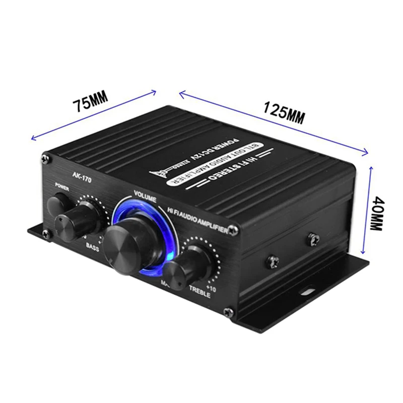 Car Audio Amplificador HIFI Audio Power Amplifier Stereo Amplifiers FM Radio Stereo Amplifiers 12V 2CH