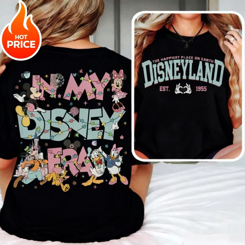 

Футболка Disney с Микки Маусом и Минни Маус - мужская и женская модели - новая летняя повседневная футболка с коротким рукавом 2026 года