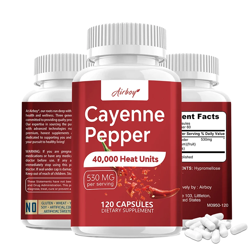 

Cayenne Pepper Capsules - Healthy Weight Management, Promotes Healthy Digestion, Blood Circulation, and Increases Energy