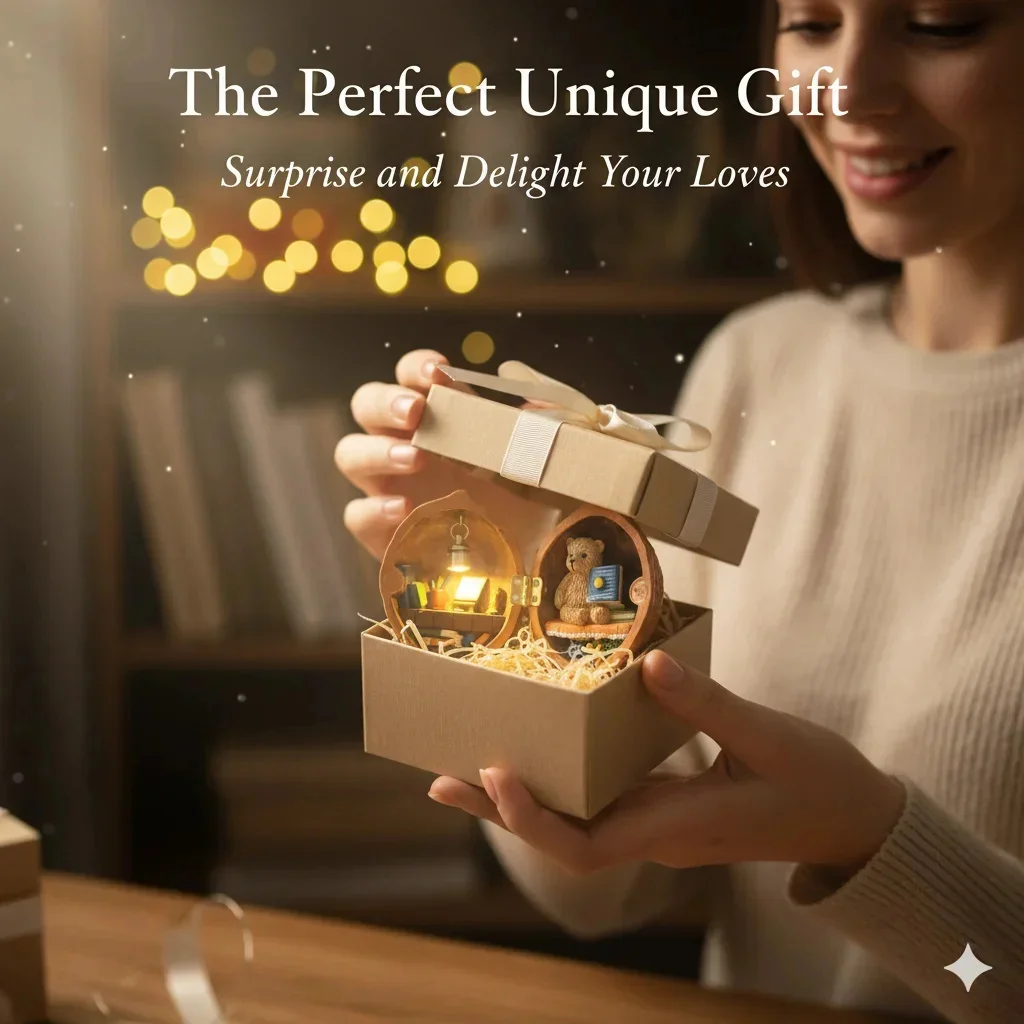 

Creative Walnut Shell Dollhouse Handmade Mini 3D Scene With Bear And Books Micro World Toy Gift Children Desktop Ornament Room