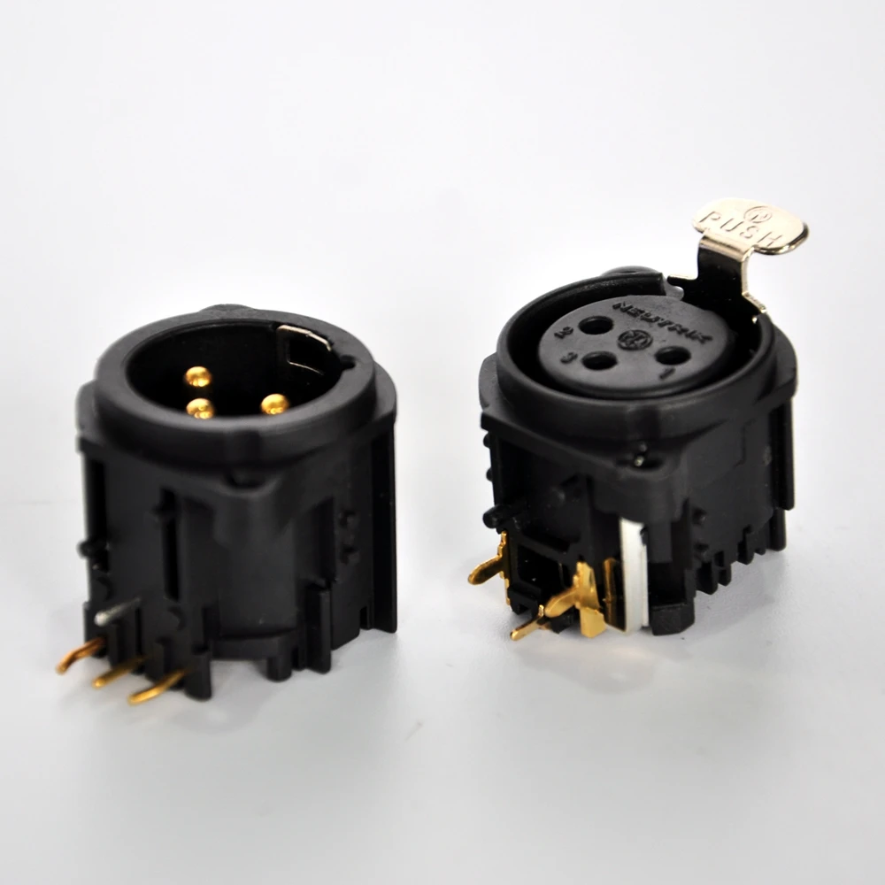 GIgertop Plastic Shell DMX512 Stage Lighting 3PIN XLR Socket Signal Connector Gold Plated Vertical PCB Mount Panel Install
