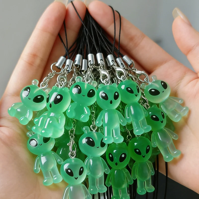 20pcs Alien Resin Charms Luminous Funny Cute Pendant Earring DIY Jewelry Necklace Phone Chains Keychain Decor Charm Glow Dark