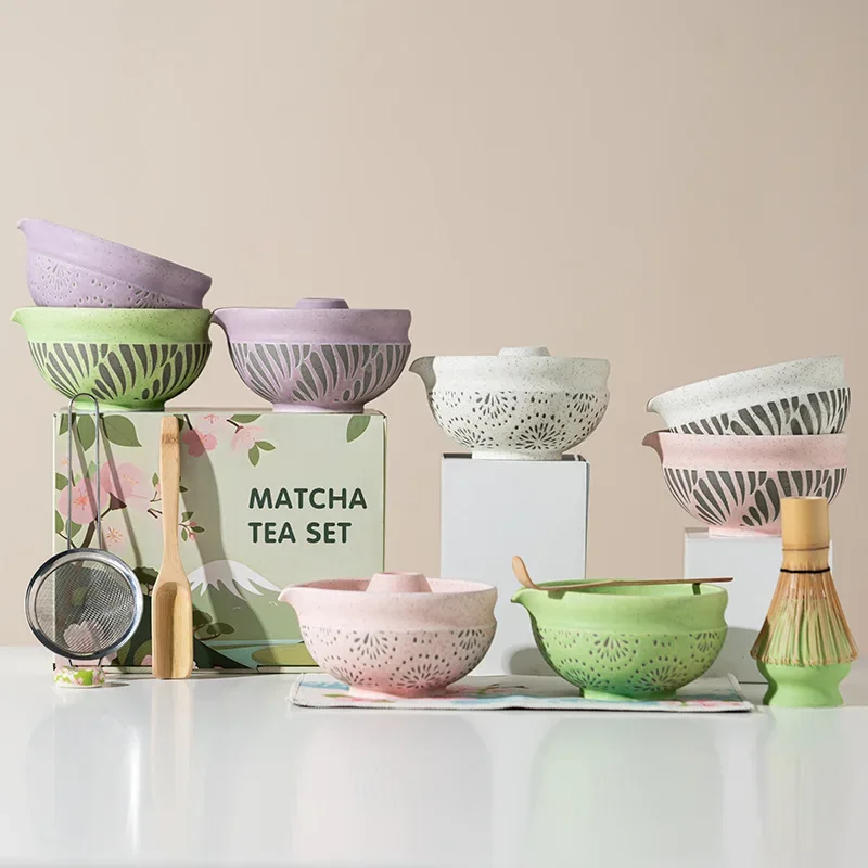 8PCS New Matcha Tea Ceremony Set​ Includes Tea bowl, Whisk, Scoop Japanese Manual Matcha Making For Starter and Lovers Gift Box