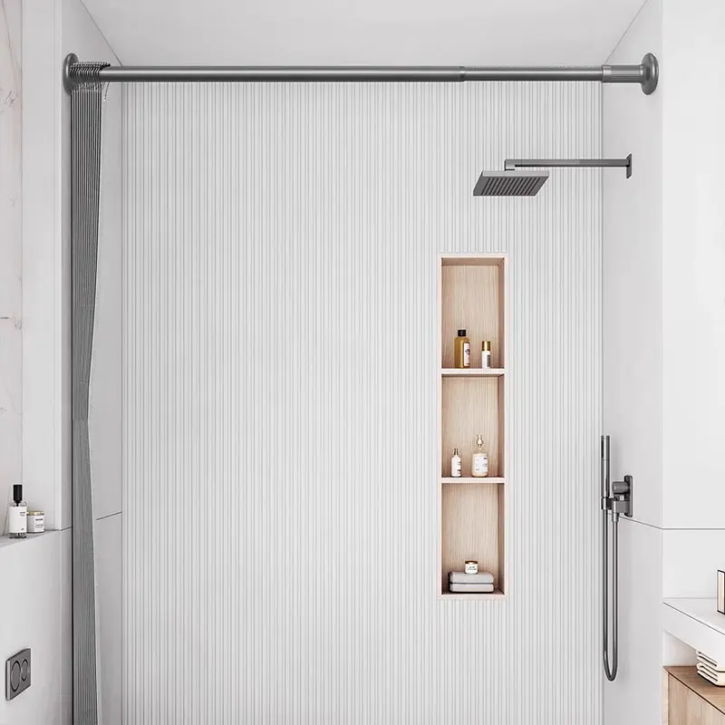 No Drill Semi Transparent Shower Curtain Privacy Partition with Hooks for Studio Apartment Dorm Bathroom Easy Install Soft Light