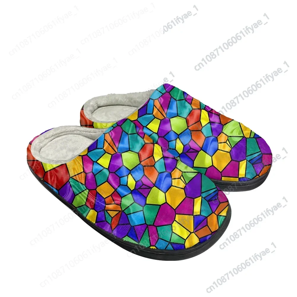 Hot Abstract Multicolor Cotton Custom Slippers Mens Womens Sandals Plush Casual Keep Warm Shoes Thermal Comfortable Slipper