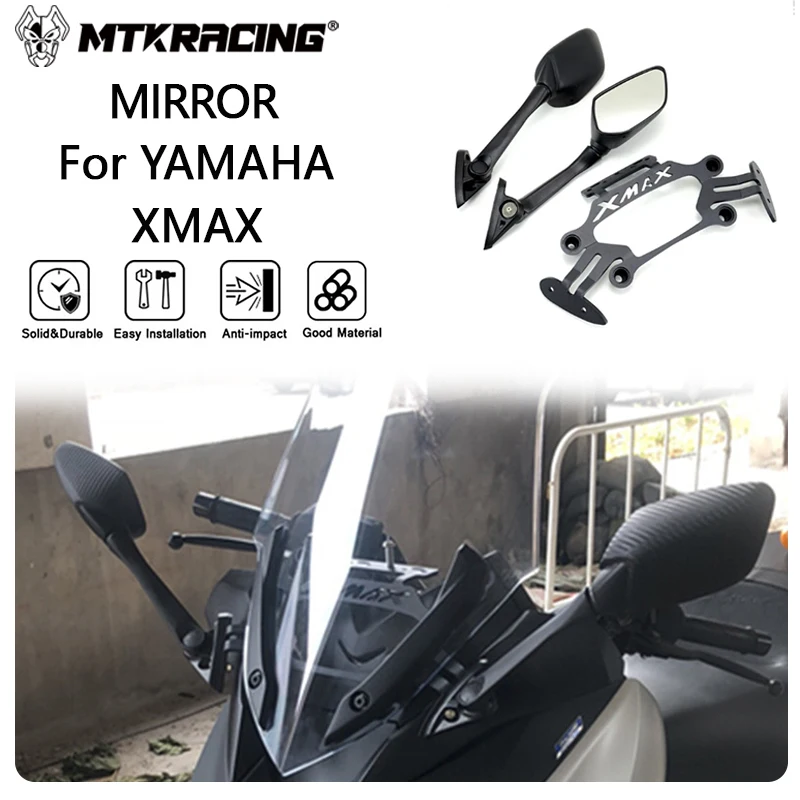 

MTKRACING MIRROR For YAMAHA XMAX300 2017-2022 X-MAX 250 125 400 Rear View Mirrors Front Fixed Phone Bracket Rearview Holder