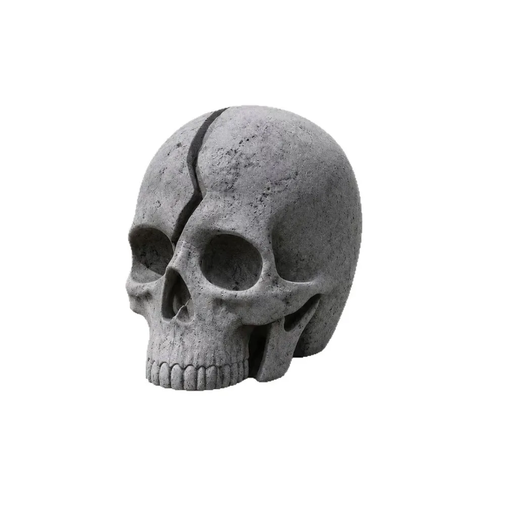 Waterproof Solar Garden Lamp Realistic Skull Shape Fine Texture Details Cracked Skull Light Solid Resin Sturdy Structure