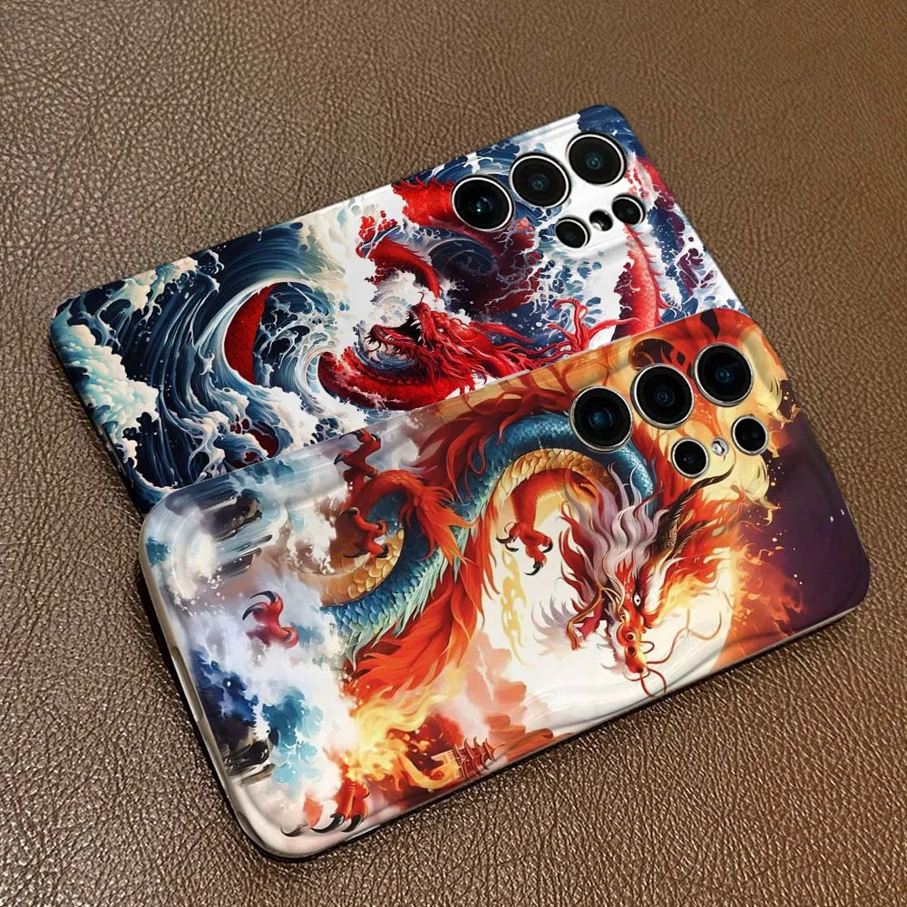 

Creative Dragon Pattern Phone Case For Samsung Galaxy S26 S25 S24 S23 S22 S21 Plus Ultra FE Lite 5G Feilin Wave Oil Shell