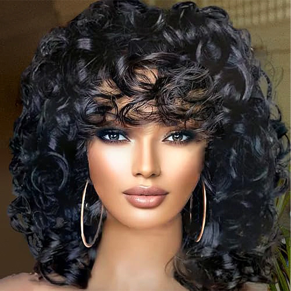 13x6/360 HD Transparent Lace Frontal Wigs Bouncy Curly Glueless Wigs 10-18 Inch 400 Density Brazilian Remy Hair Wigs Pre Plucked