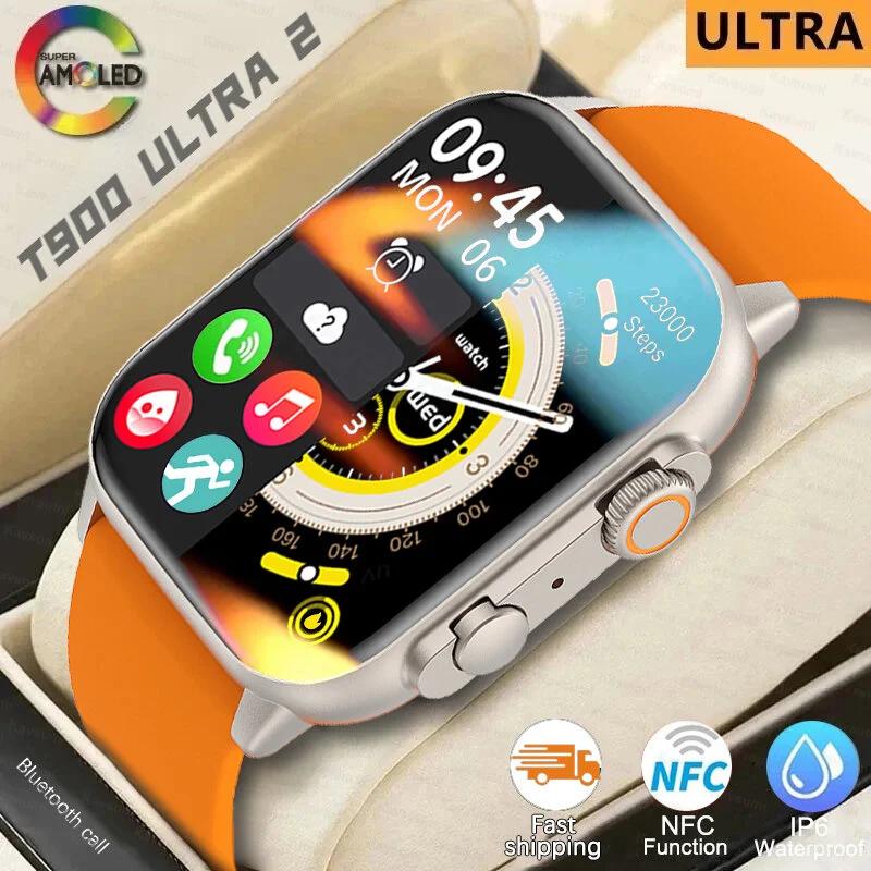 T900 Ultra2 Series Bluetooth Smart Watch Calls Waterproof Wireless Charging Smart Watch Mengesan Oksigen Darah dan Degupan Jantu