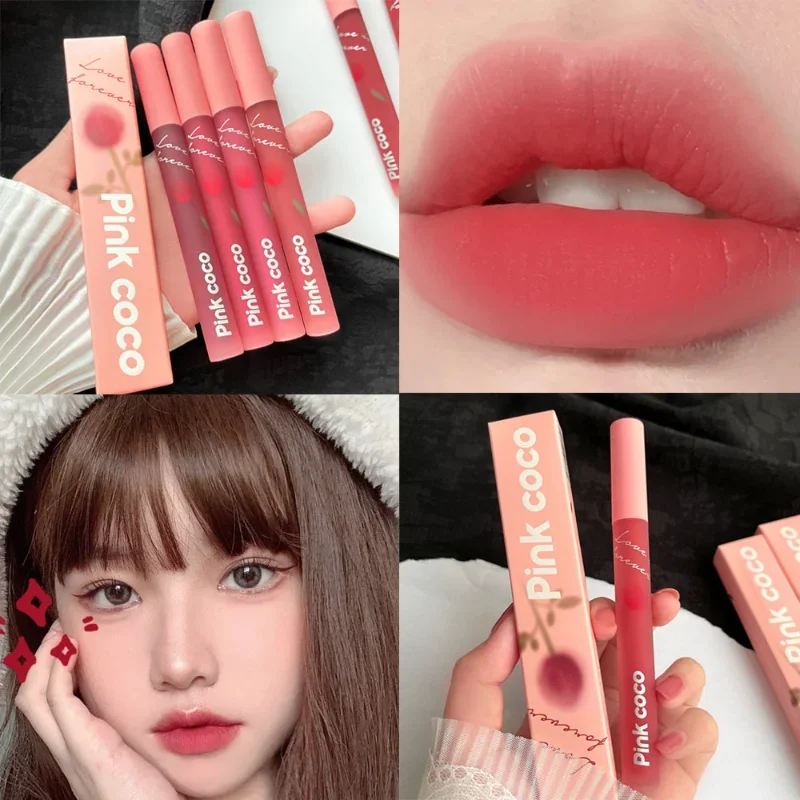 6 Color Lipstick Velvet Matte Liquid Lip Stick Waterproof Rose Pink Lip Gloss Long Lasting Sexy Women Lip Tint Beauty Cosmetics