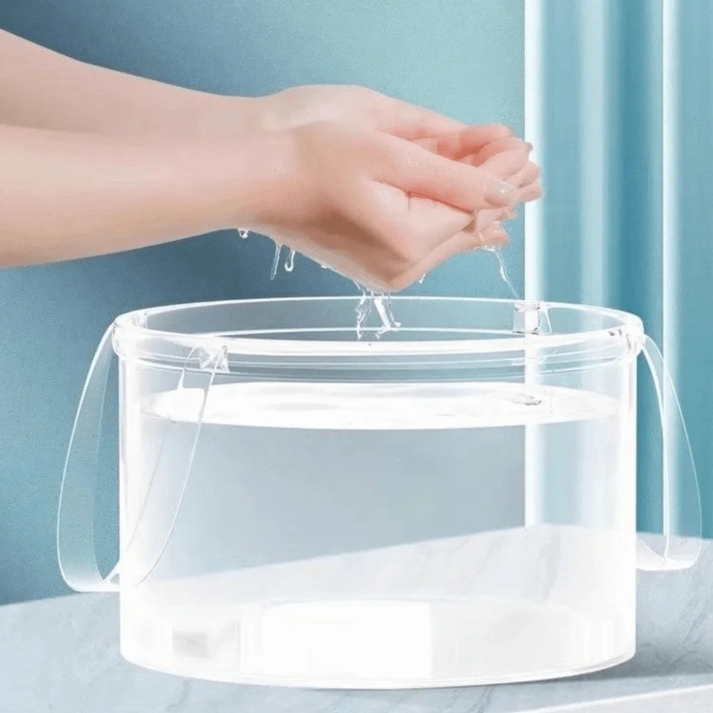 6.8L/12L Foldable Transparent Bucket Leak-proof Portable Laundry Basin Plastic with Handle Travel Washbasin Food Storage