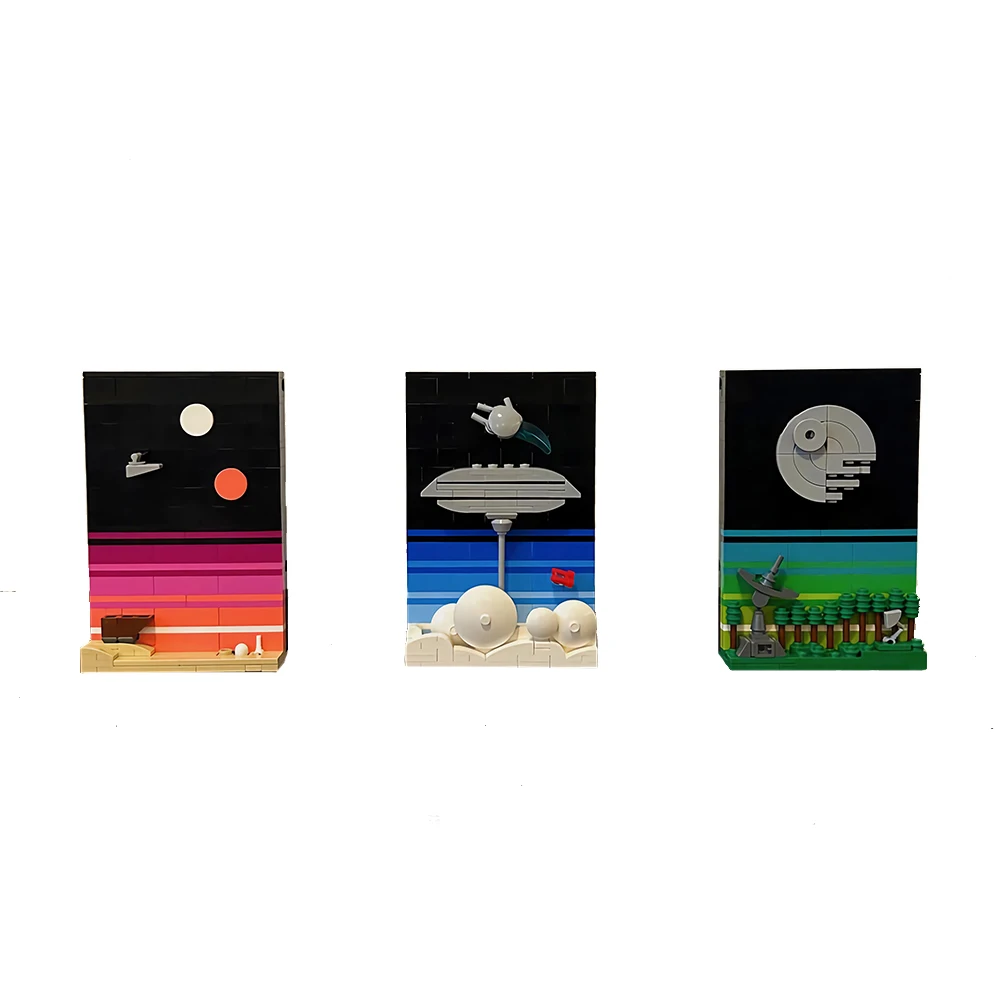 MOC New Space War Age Building Block Tales of the Space Age Postcard Sets MOC Tabletop Ornament Blocks Kid Toys Christmas Gift