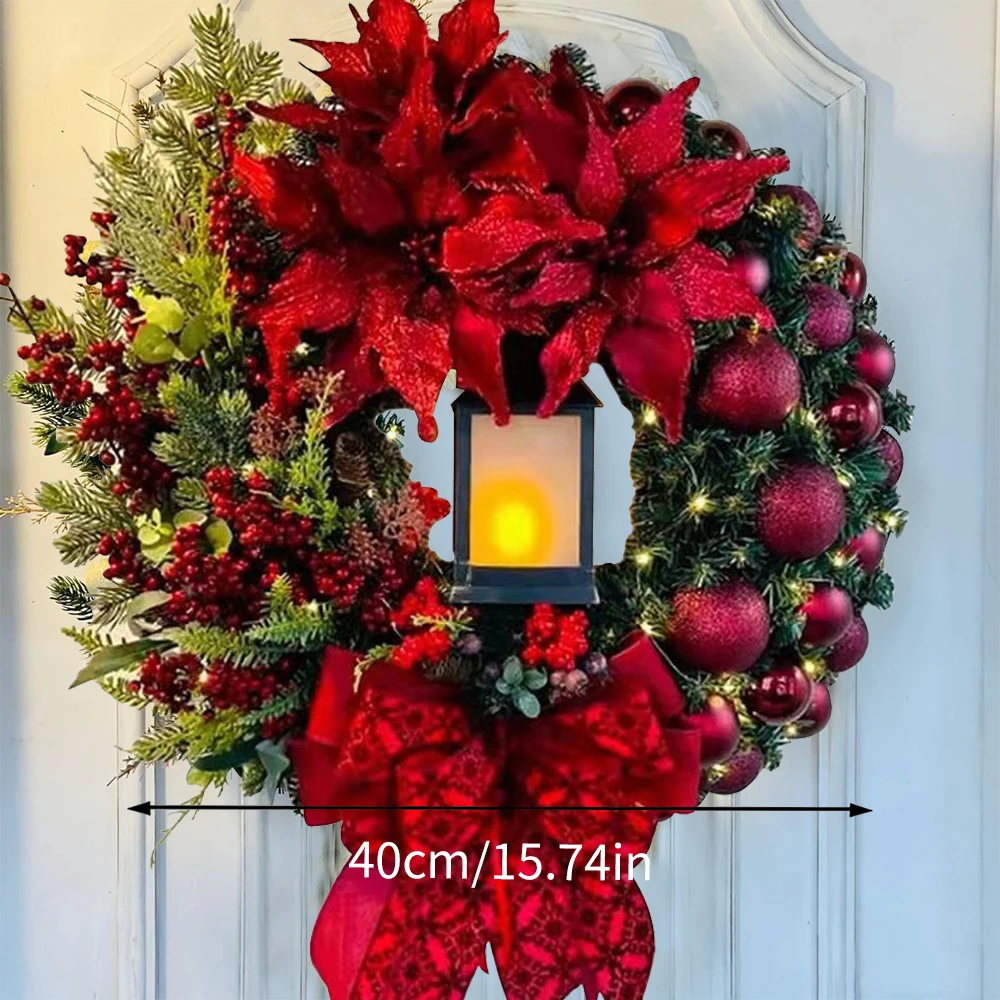 Christmas Wreath for Front Door Red Gold Window Wall Door Decorations 2025 Christmas Garland Ornament Guirnalda Navidad