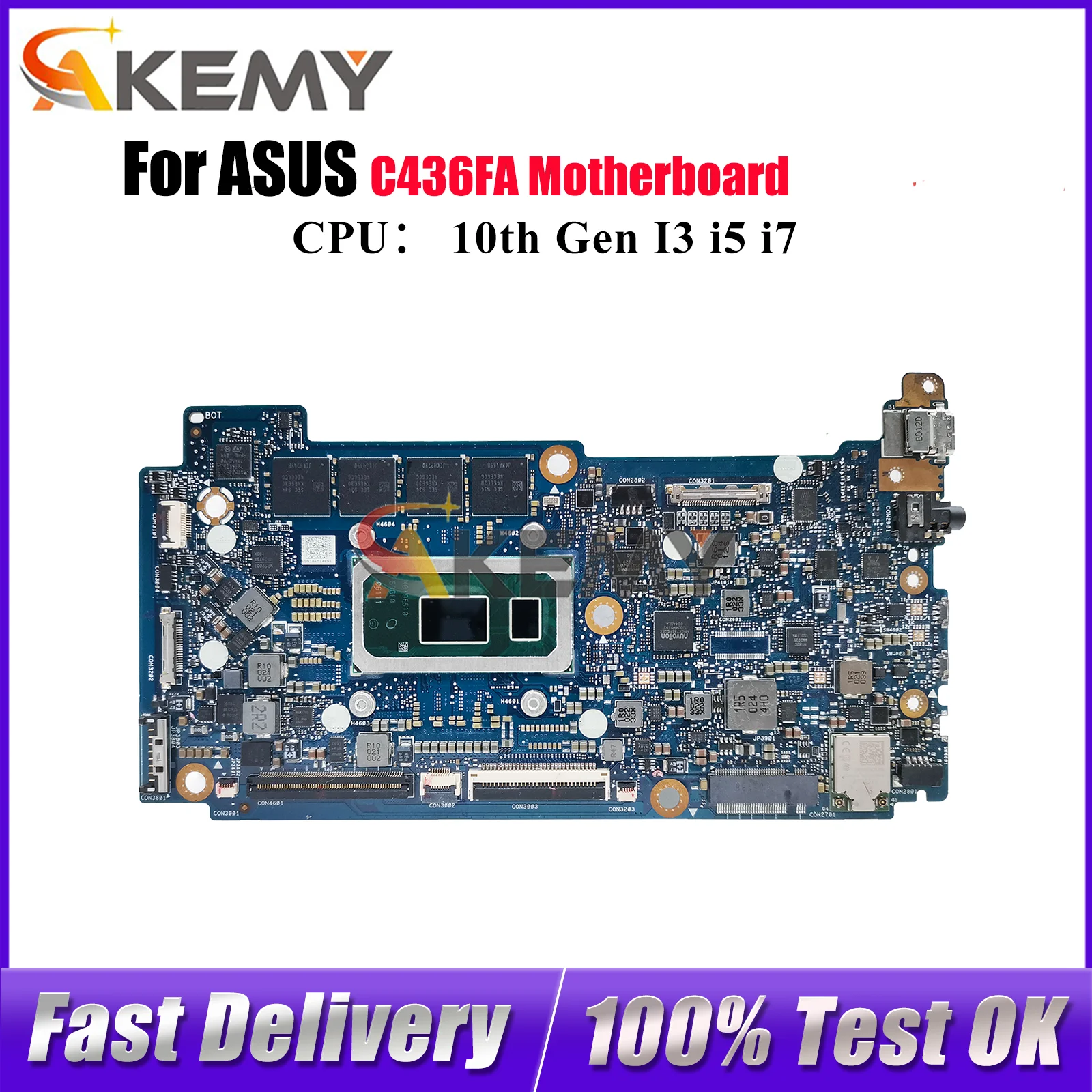 

C436FA Laptop Motherboard For ASUS Chromebook C436F C436FA Notebook Mainboard With 10th Gen I3 i5 i7 100% tests OK fast shipping