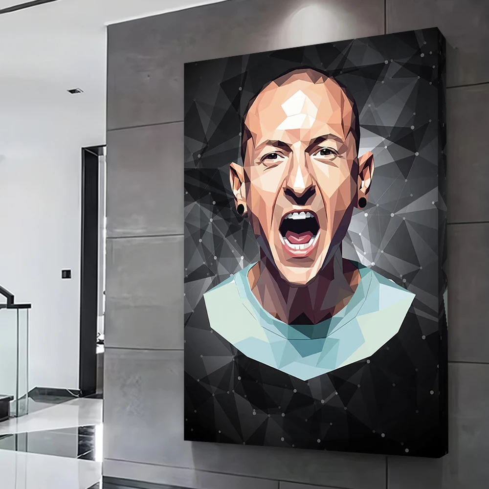 Chester Bennington Polygon Art Printed Poster Customizable Pictures Wall Art Canvas Painting for Wand Deko Vintage Decorations