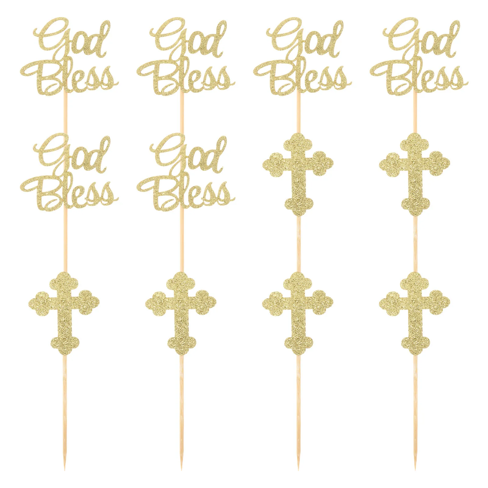 24pcs Cake Insert Cross Toppers Birthday Decor Eco Friendly Creative Design Party Supplies Cake Decoration Stakes naments