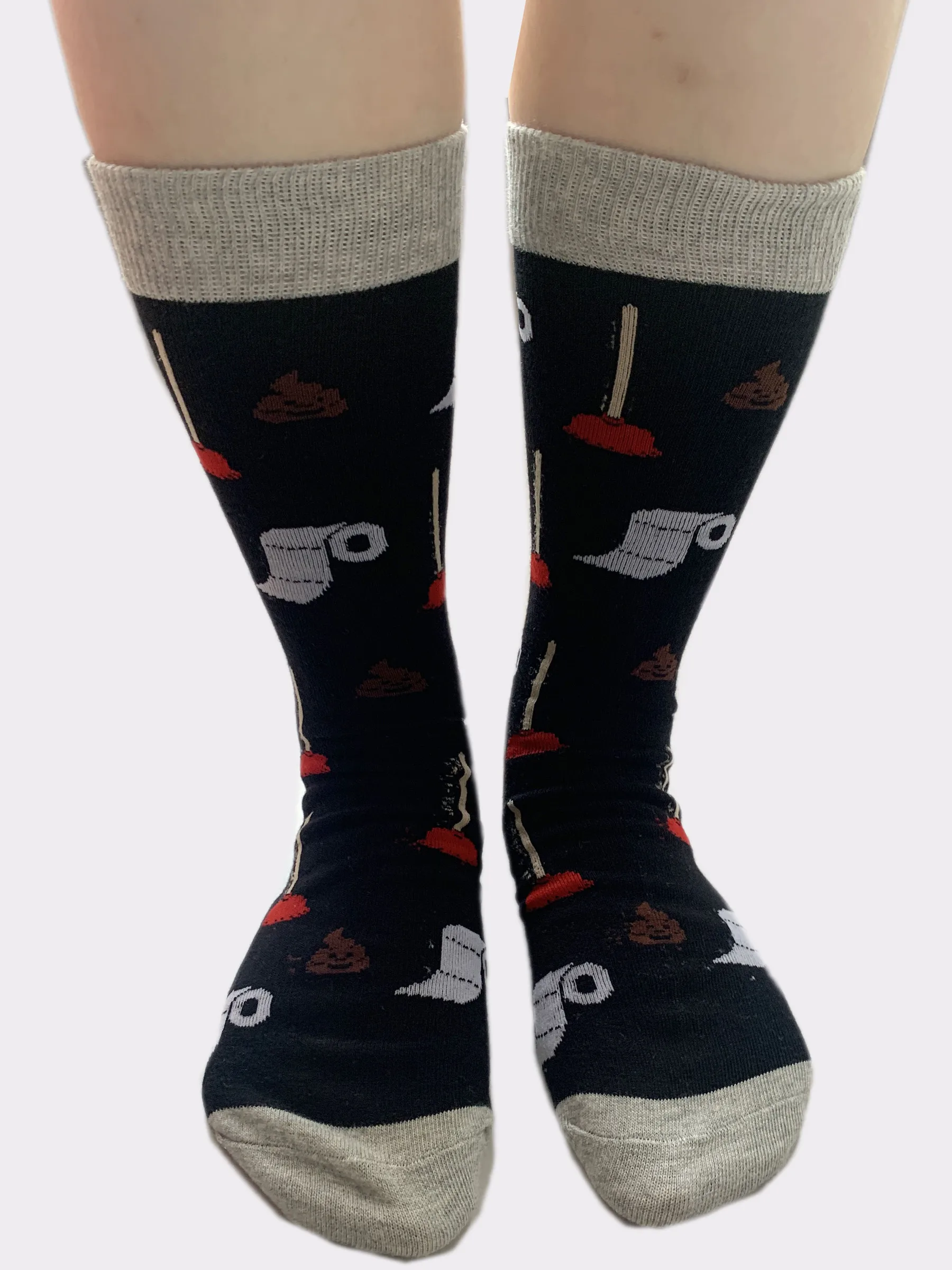 CHAOZHU-Chaussettes drôles de papier toilette pour hommes, chaussettes d'équipage noires et grises, chaussettes longues en coton, style décontracté, automne et hiver, 1 paire