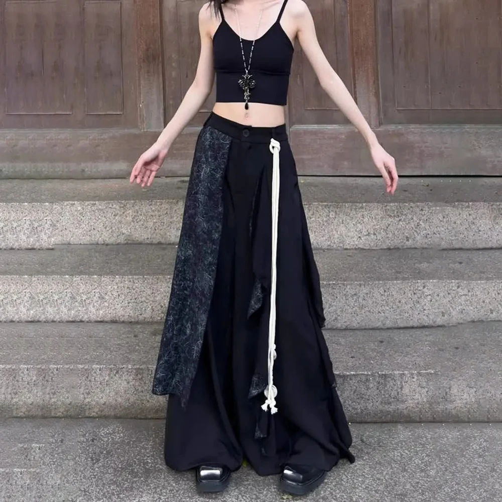 

Summer New Men's Wide-Leg Straight Skirt Pants Chinese Retro Fashion Trend Loose Casual Breathable Niche Unisex Men's Bottoms