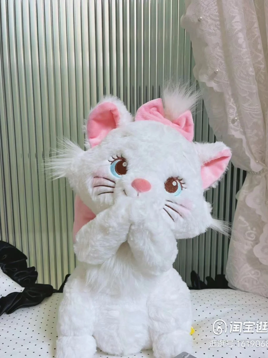 Cute Disney Marie Cat Plush Dolls The Aristocats Cartoon Sleepy Face Marie Bow Soft Stuffed Plushies Doll Animals Pet Toy Gifts