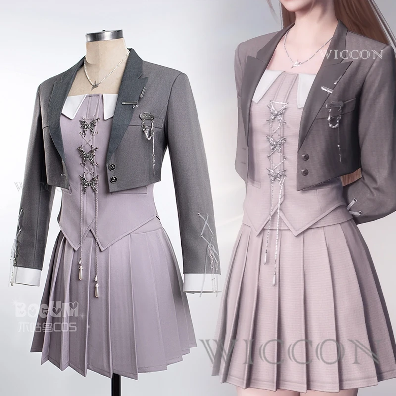 

Love And Deepspace Girls Player MC Cosplay Outfit Women's Blazer Dress Pleated Skirt Xaiver Couple Look Clothes Wig