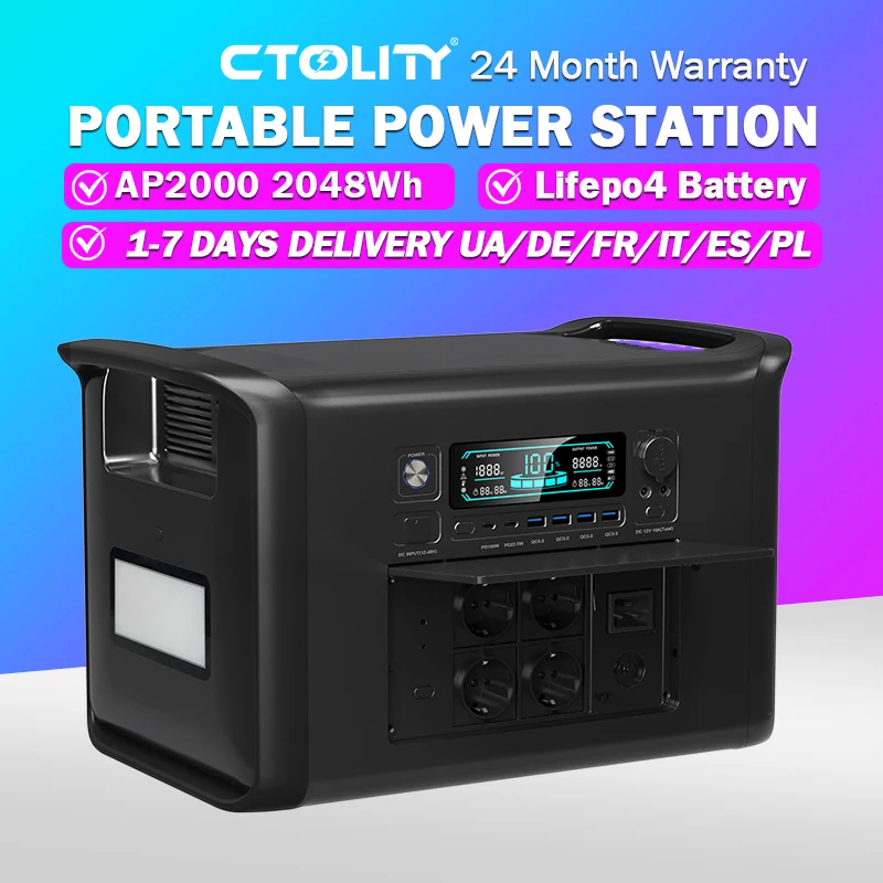 

2000Wh Portable Power Station Lifepo4 Batteries Outdoor Powerful Power Bank 640000mAh Large Capacity Secondary Battery Camping