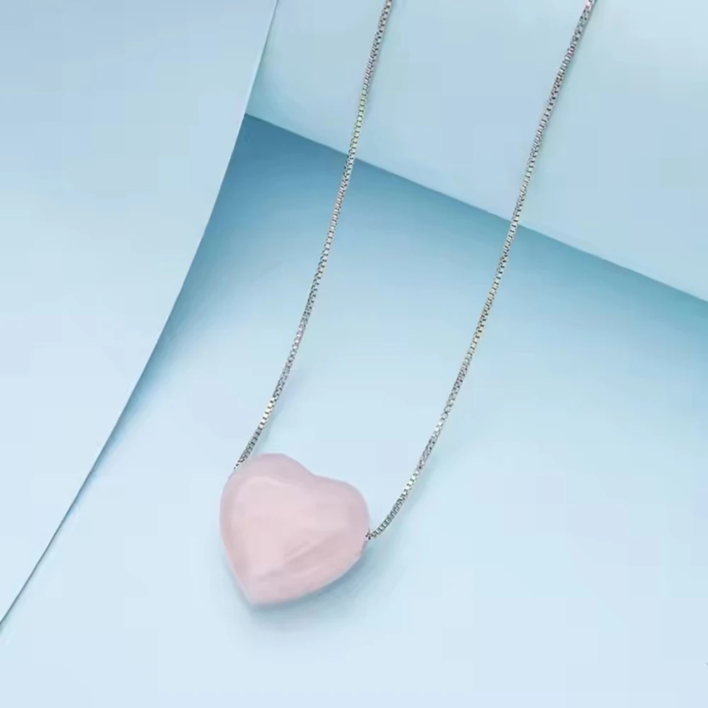 Natural Crystal Stone gemstone agate Raw stone love Pendant Necklace Stainless Steel Chain Gemstone Jewelry for women and men - Image 3