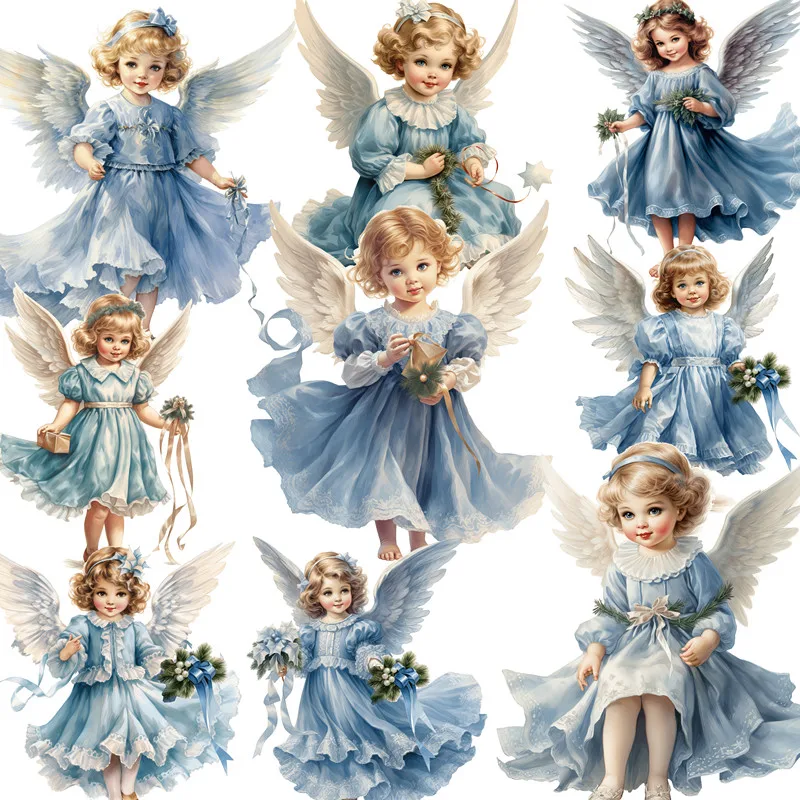 Angel girl in blue dress Stickers Crafts And Scrapbooking stickers kids toys book Decorative sticker DIY Stationery