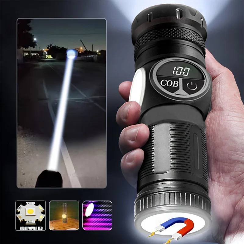 Super Bright LED Flashlight USB Rechargeable Flash Light Long Range Tactical Torch Outdoor Waterproof Camping Fishing Lantern