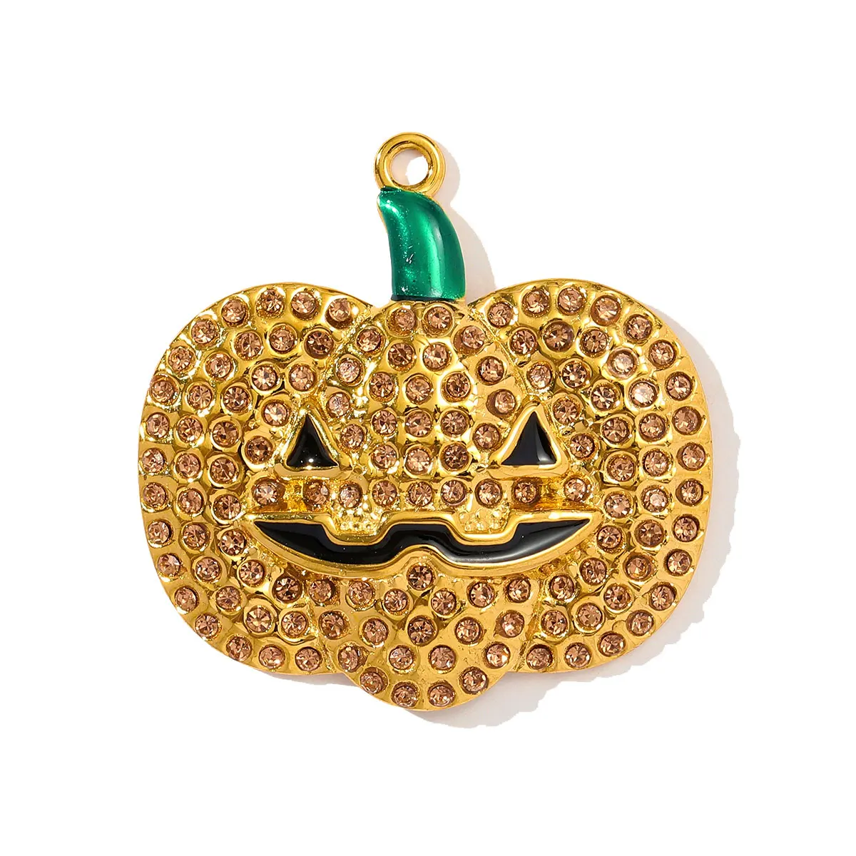 3pcs/Lot LAVIXMIA Stainless Steel Enamel Carriage Rhinestone Necklace Pendant Jack-O-Lantern  DIY Charm Women Halloween Jewelry