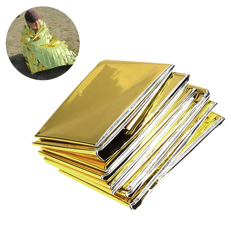 Outdoor Water Proof Emergency Survival Rescue Blanket Dry Insulation Campsite Keeping Foil Polyester Film Lifesaving Warm Tool