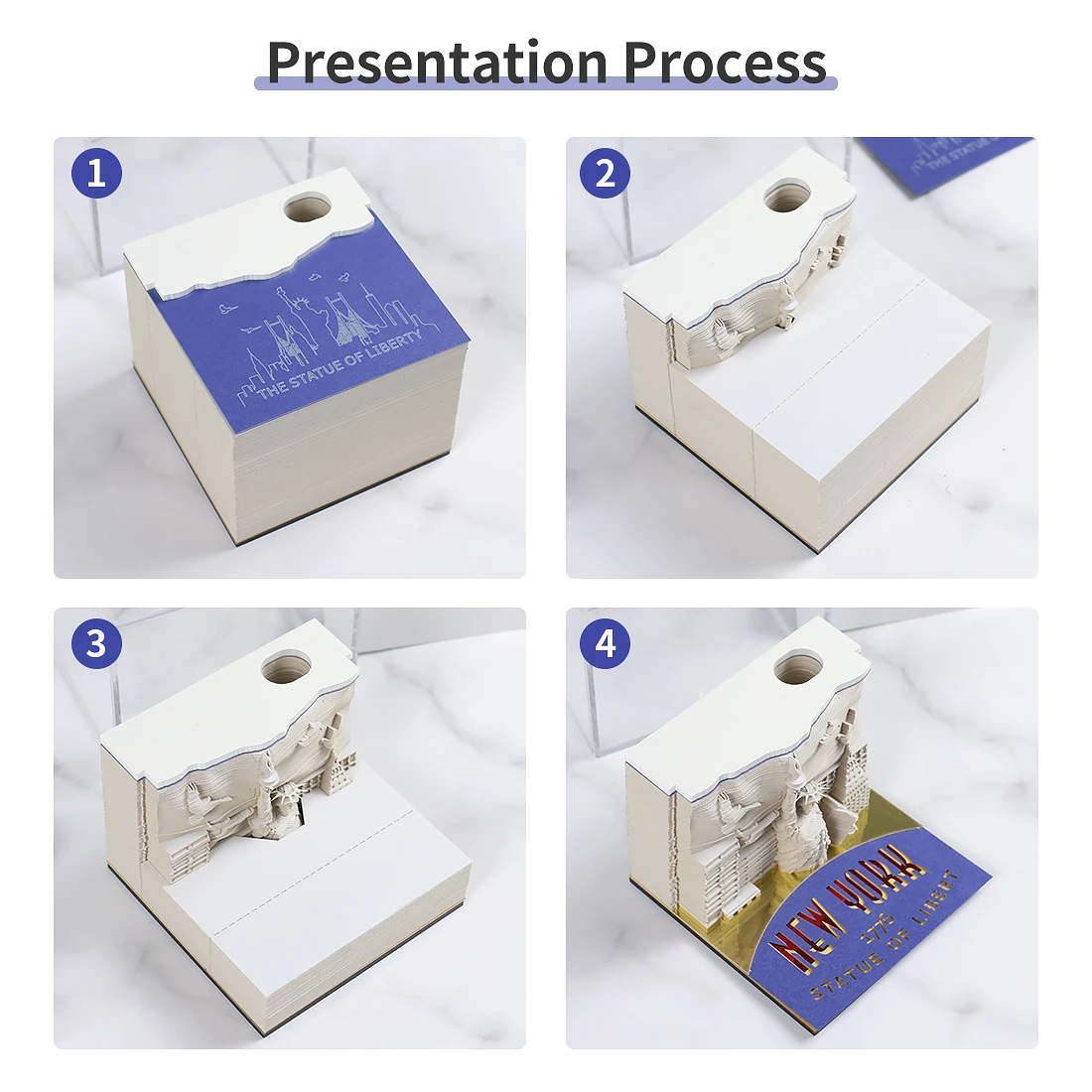 Omoshiroi Block 3D Artistic Notepad Mini New York Statue 260Sheets 3D Memo Pads Paper Notes Block Office Accessories Memo Gift