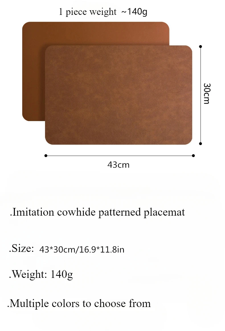PU Quadratisches Leder-Tischset, Wasserdichtes Doppelschichtiges Rindsleder-Muster-Tischset, Isolierte Esstischmatte für den Hausgebrauch – Detail 5