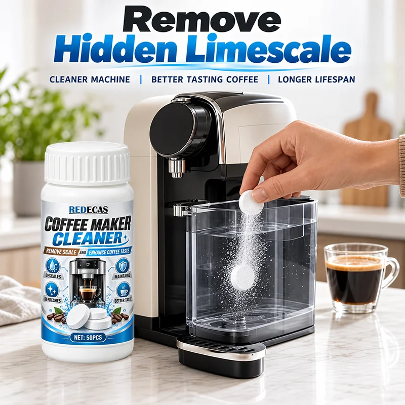 50-Pack Coffee Maker Cleaner Tablets — Clears Coffee Oil & Stains; Deodorizes; Restores Flavor; Extends Machine Life, All Makers