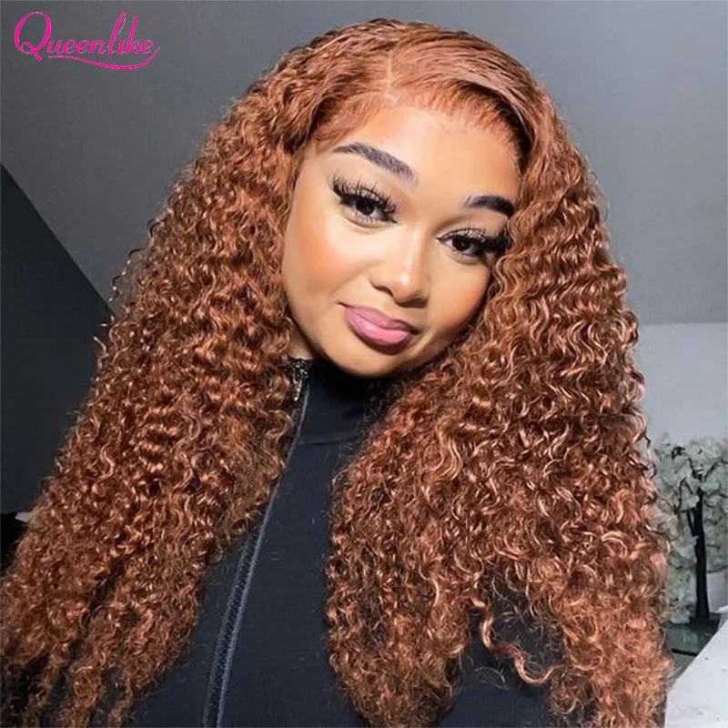 30 36 38inch Ginger Lace Front Wig 13x6/13x4 Curly Human Hair Wigs for Women Colored Human Hair Wigs Brown Lace Frontal Wigs