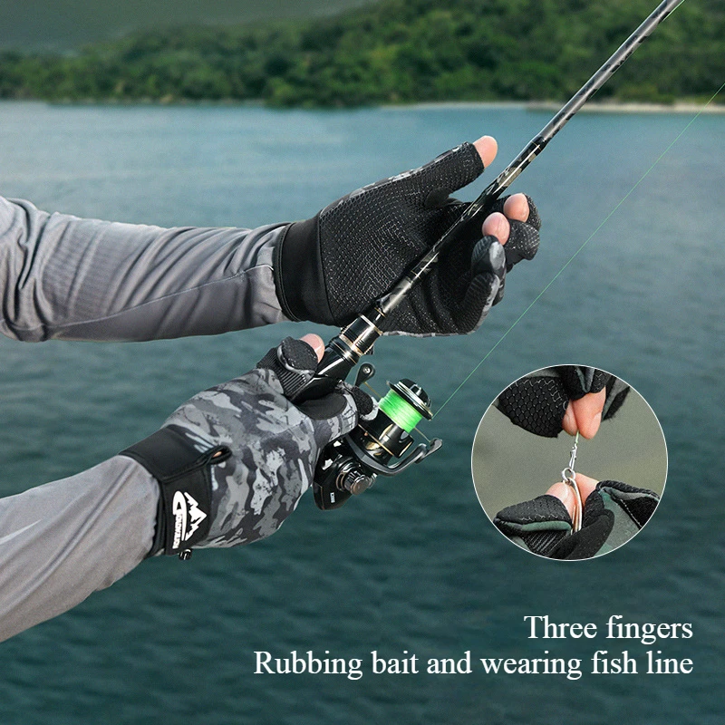 Guanti da pesca a tre dita e metà da uomo all'aperto anti-divisione touch screen impermeabile e antiscivolo Accessori da pesca Luya