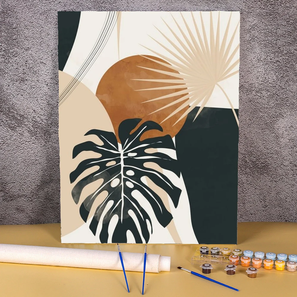

Oil Painting By Numbers Plant Modern Painting Kits Leaves Picture By Numbers On Canvas 50X70cm Home Decoration Living Room