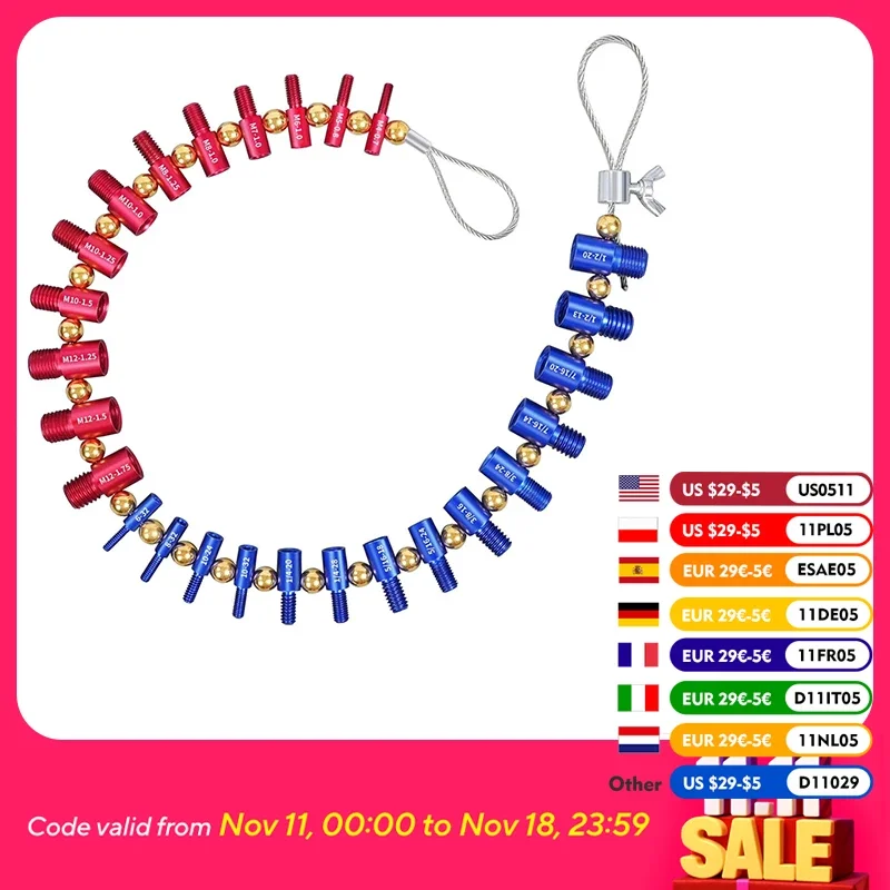 

26PCS Nut and Bolt Thread Checker Detachable Nut and Bolt Size Gauge Thread Gauge Suitable for Detecting Fixed Bolts or Threaded