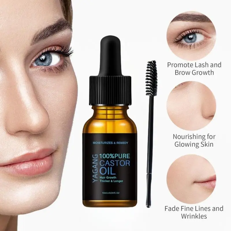 10ML 천연 피마자유 속눈썹 성장 세럼 슬렌더 컬 보습 속눈썹 트리트먼트 액체 속눈썹 연장용