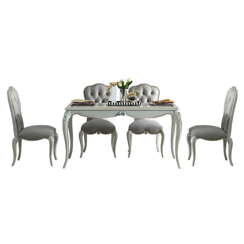 

French light luxury all solid wood dining table rectangular household beech European dining table