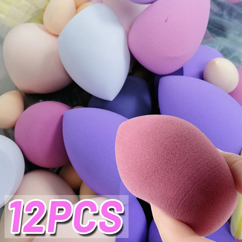 12 Stuks Make-Up Spons Beauty Ei Zacht Droog Nat Gebruik Cosmetische Puff Concealer Foundation Sponzen Poederdeeg Vrouwen Make-Up Beauty Tool