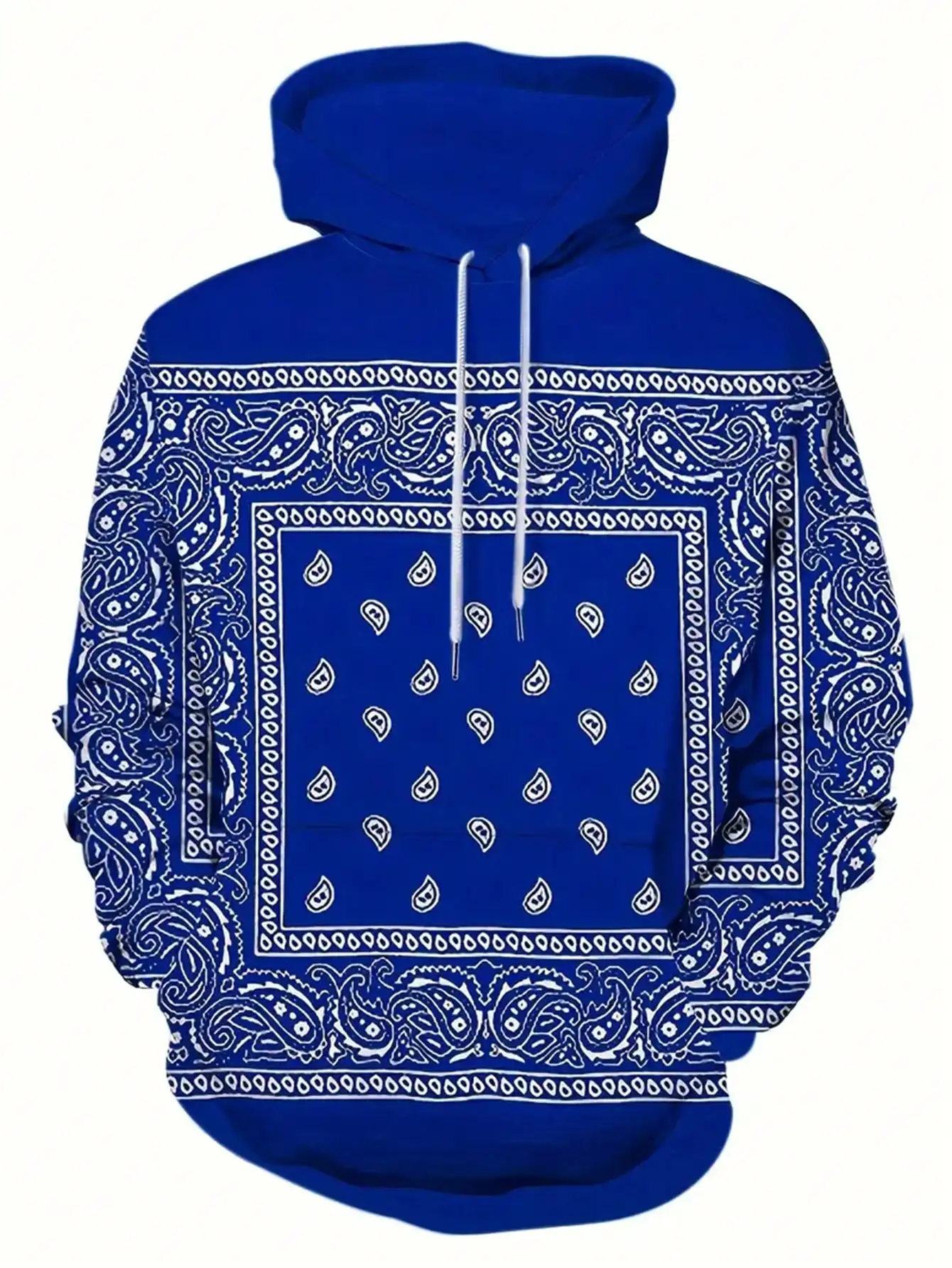 

Retro Bandana Print Hoodie,Cool Hoodies for Men,Casual Graphic Design Pullover Hooded Sweatshirt，For Winter Fall, As Gifts